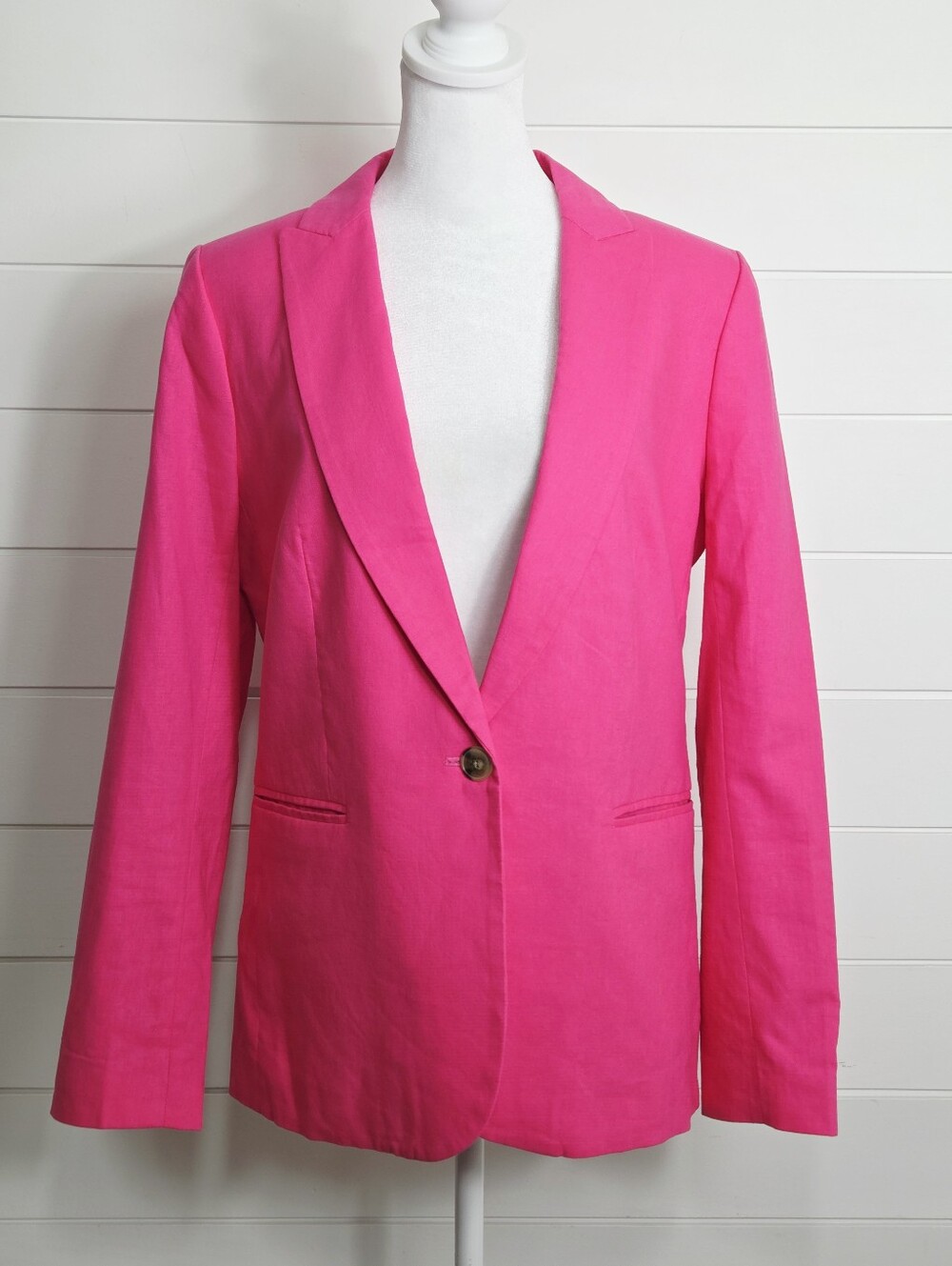 J. Crew Linen Cotton blend Hot Pink Single-Button Blazer Size 8